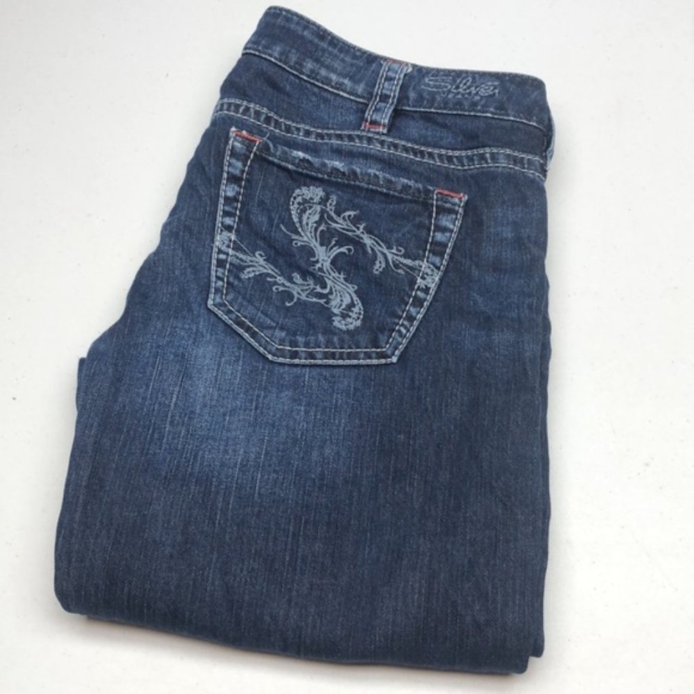 SILVER SANTORINI CROP JEANS 32x27 🦋